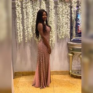 Gorgeous Pink backless gown dress